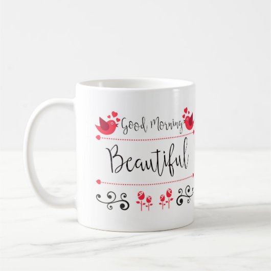 おはよう美しい11のozのクラシックで白いマグ コーヒーマグカップ (左)