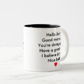 おはよう、あなたはお素晴らし休み素晴らしする ツートーンマグカップ (正面右)