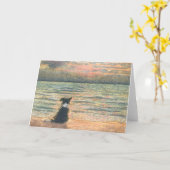 おはよう、おはよう。コリー縁どドッグ カード (黄色い花)