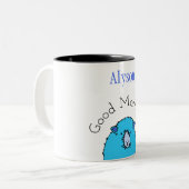 おはよう、かわいい青い羊パーソナライズされた、 ツートーンマグカップ (正面左)
