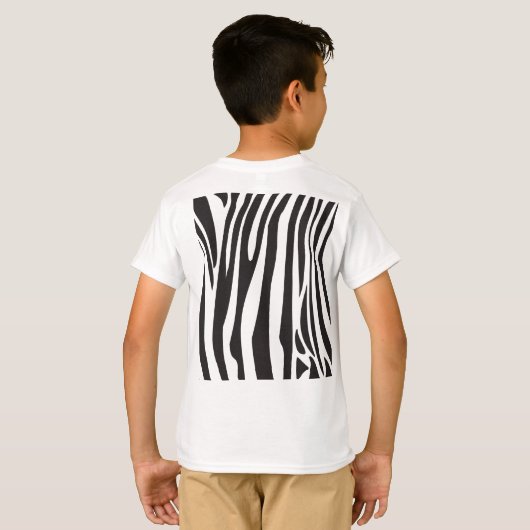 "おはよう"のかわいいシマウマ黒いまたは白のストライプ Tシャツ (裏面フル)