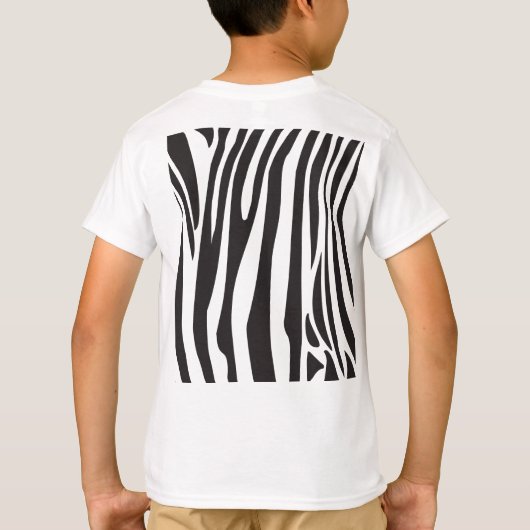 "おはよう"のかわいいシマウマ黒いまたは白のストライプ Tシャツ (裏面)