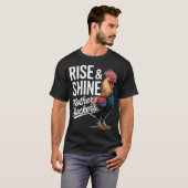 「おはよう、めんどくさいニワトリども」面白い農場の雄鶏 Tシャツ (正面フル)
