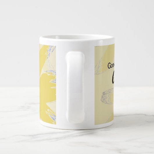 おはよう、ゴージャス抽象芸術イエローフラワー ジャンボコーヒーマグカップ (裏面)
