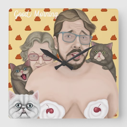 おはよう スクエア壁時計 (正面)