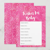 おはよう ベビーピンク ウォーターカラー ベビーシャワー ウィッシュ カード (正面/裏面)