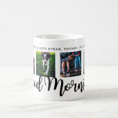 おはよう |モダンタイポグラフィ4枚のフォトグリッド コーヒーマグカップ (中央)