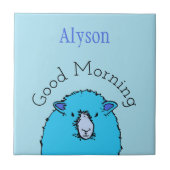 おはよう、青い羊、かわいいパーソナライズされたと タイル (正面)