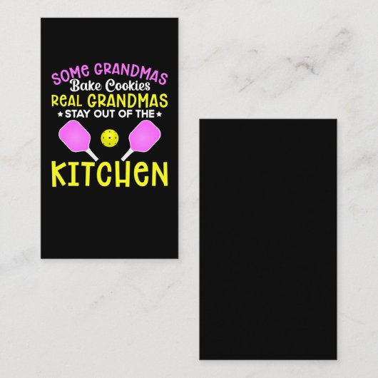 おばあおもしろいちゃんスポーツ好きおばあちゃんピクルボール 名刺 (正面/裏面)