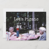 おばあさんが昼食に出掛ける夏のピクニック 招待状 (正面)