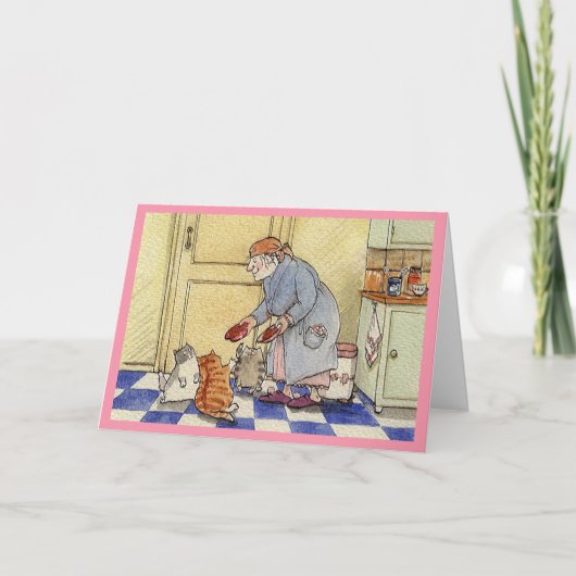 おばあさんの猫の退職カード サンキューカード (正面)