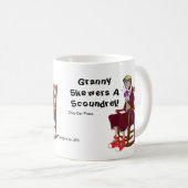 おばあさんは悪党-ドイツ体--を串刺しにします コーヒーマグカップ (正面右)