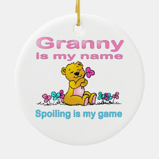 おばあさんは私の一流で、です私のゲームだめになります セラミックオーナメント (裏面)