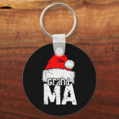 おばあさんサンタクリスマス家族おそろいパジャマ Xm キーホルダー (正面)