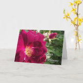 おばあさん、赤いバラおよび芽のための祖父母日 カード (黄色い花)