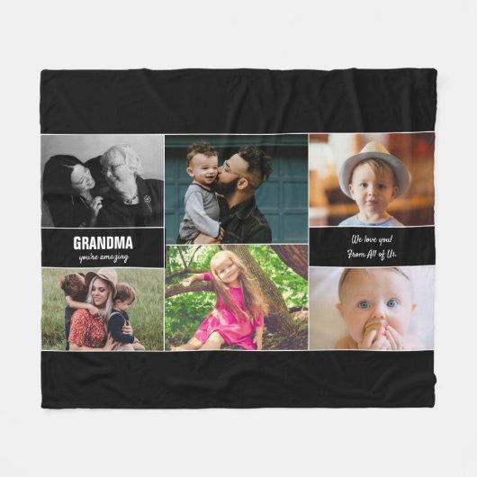 おばあちゃんあなたは素晴らしいフォトコラージュパーソナライズされた フリースブランケット (正面(横))