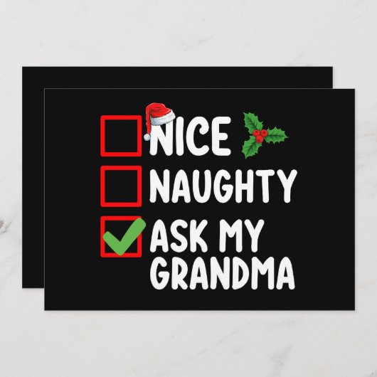 おばあちゃんいけな頼のクリスマス一覧の家族 招待状 (正面/裏面)