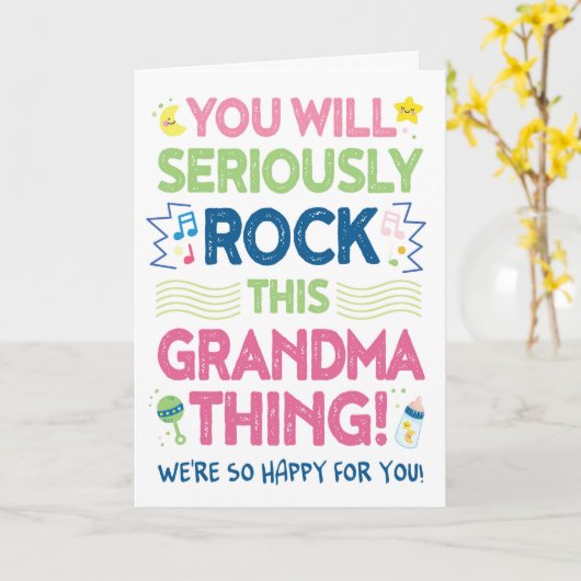 おばあちゃんおめでとう!きっと素敵な grandmaになるよ! カード (黄色い花)