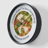 おばあちゃんおもしろいチキンスープキッチンウォールクロック 壁時計 (傾斜)