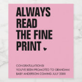 おばあちゃんおもしろい妊娠のお知らせに昇進 ワインラベル (シングルラベル)