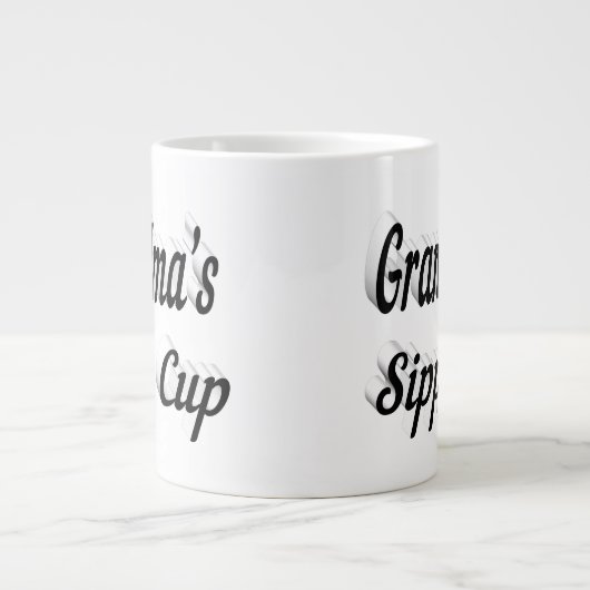 おばあちゃんおもしろい引用文ブラックハーフ文字 ジャンボコーヒーマグカップ (正面)