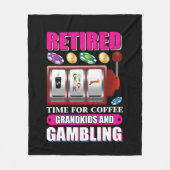 おばあちゃんおもしろい退職したコーヒーグランドキッズ賭博 フリースブランケット (正面)