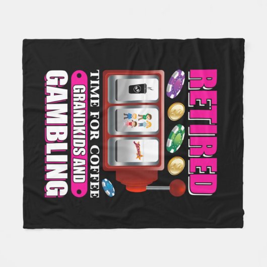 おばあちゃんおもしろい退職したコーヒーグランドキッズ賭博 フリースブランケット (正面(横))