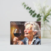 おばあちゃんおもしろい飲みワイン ポストカード (スタンド正面)