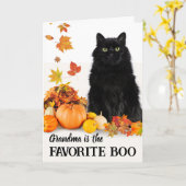 おばあちゃんお気に入りのブハロウィーンブラックキャット カード (黄色い花)