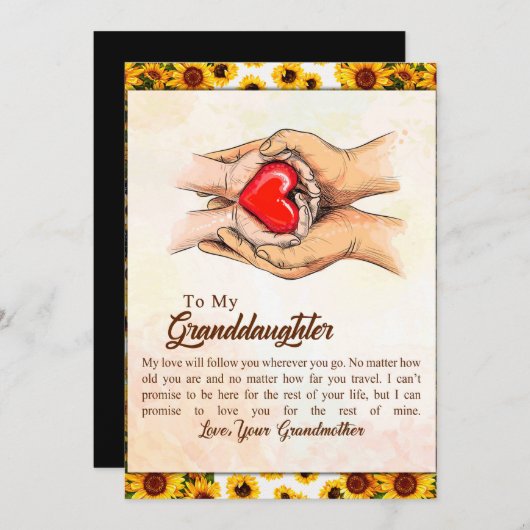 おばあちゃんからの孫娘ひまわりプレゼント シーズンカード (正面/裏面)
