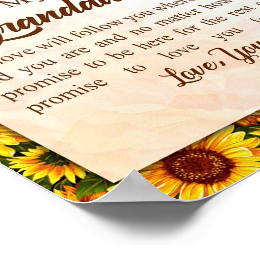 おばあちゃんからの孫娘ひまわりプレゼント ポスター (角)