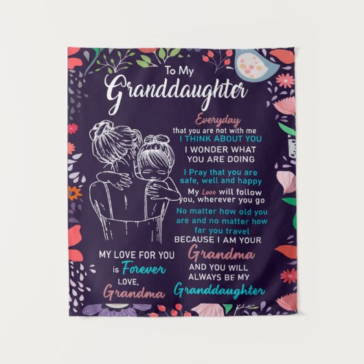 おばあちゃんからの孫娘への贈り物、花好き タペストリー (正面)