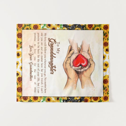 おばあちゃんからひまわりの贈り物 タペストリー (正面(横))