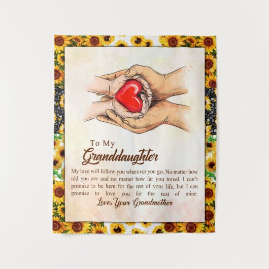 おばあちゃんからひまわりの贈り物 タペストリー (正面)