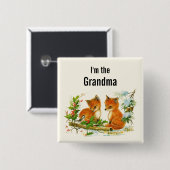 おばあちゃんかわいいヴィンテージキツネ 缶バッジ (正面&裏面)