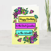 おばあちゃんかわいらしの明るいお洒落誕生日 カード (正面)