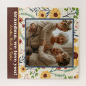 おばあちゃんかわいらしフォト春デイジーフラワーカスタムズ ジグソーパズル (横)