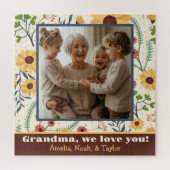 おばあちゃんかわいらしフォト春デイジーフラワーカスタムズ ジグソーパズル (縦)