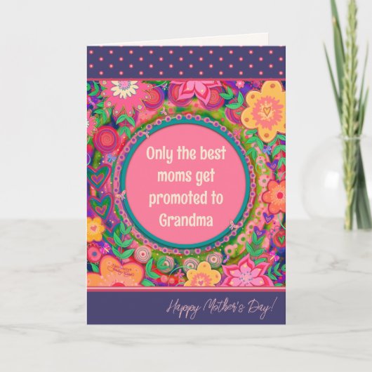 おばあちゃんかわいらし引用文ユニークフローラ母の日 カード (正面)