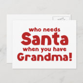 おばあちゃんがいるときにサンタが必要なのは誰だ！ シーズンポストカード (正面/裏面)
