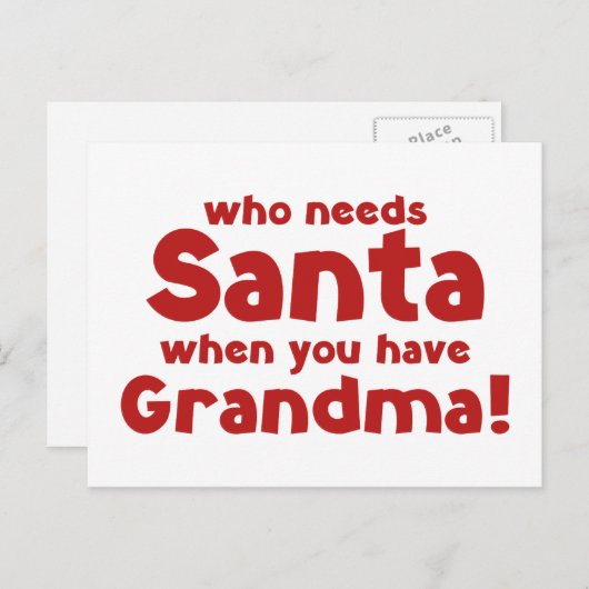 おばあちゃんがいるときにサンタが必要なのは誰だ! シーズンポストカード (正面/裏面)