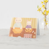 おばあちゃんがクッキーを焼く カード (黄色い花)
