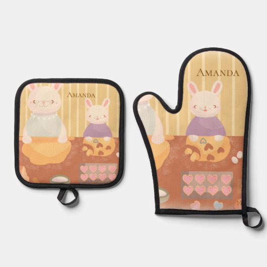 おばあちゃんがクッキーを焼く 鍋つかみ&鍋敷きセット (正面)
