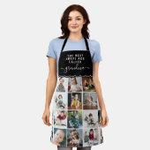 おばあちゃんがシェフ最高のブラックフォトコラージュ エプロン (着用した状態)