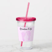おばあちゃんがピンク色のベビー足跡発表 アクリルタンブラー (裏面)