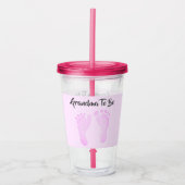 おばあちゃんがピンク色のベビー足跡発表 アクリルタンブラー (正面)