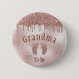 おばあちゃんがベビーシャワーピンクガールベビー足 缶バッジ