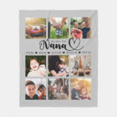 『おばあちゃんが大好きグレーフォトコラージュ』 フリースブランケット (正面)