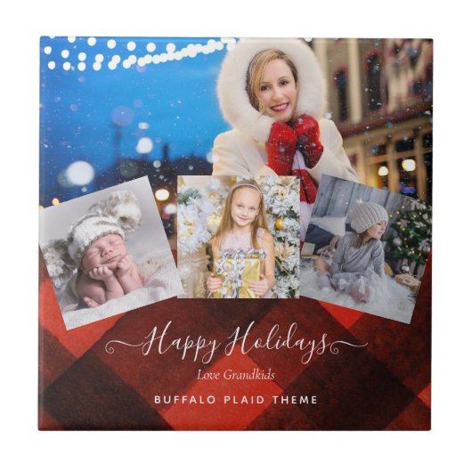 おばあちゃんが大好き – フォトコラージュおばあちゃんプレゼント タイル (正面)