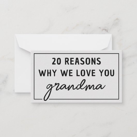 おばあちゃんが好きな理由（かわいい編） ノートカード (正面)